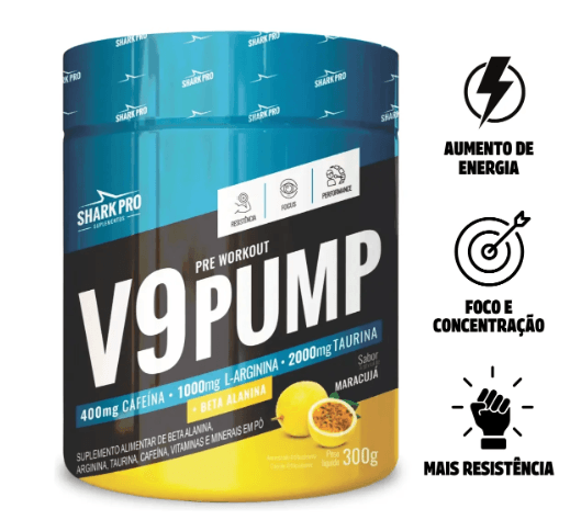 Pré Treino Shark Pro 300g Sabor Maracujá com Beta Alanina e Cafeína