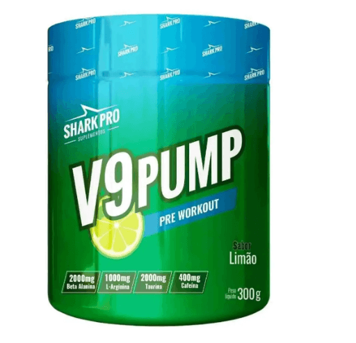Pré-treino V9 Pump Pote 300g Shark Pro Refrigerante De Limão
