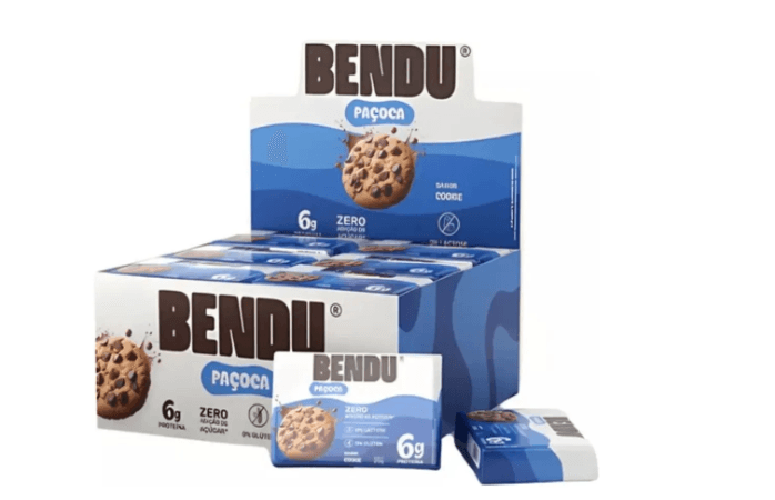 Paçoca Zero Açúcar Bendu com Whey Protein Sabor Cookies 24 Unidades