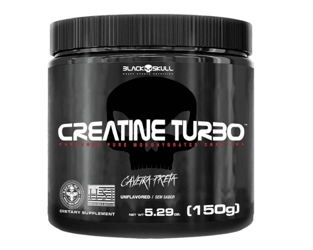 Suplemento em Pó Creatina 150g Black Skull Turbo Caveira Preta Sabor Sem sabor