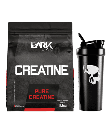 Creatina Pura 1kg Sem Sabor + Coqueteleira Shaker 700ml Preto Dark Lab